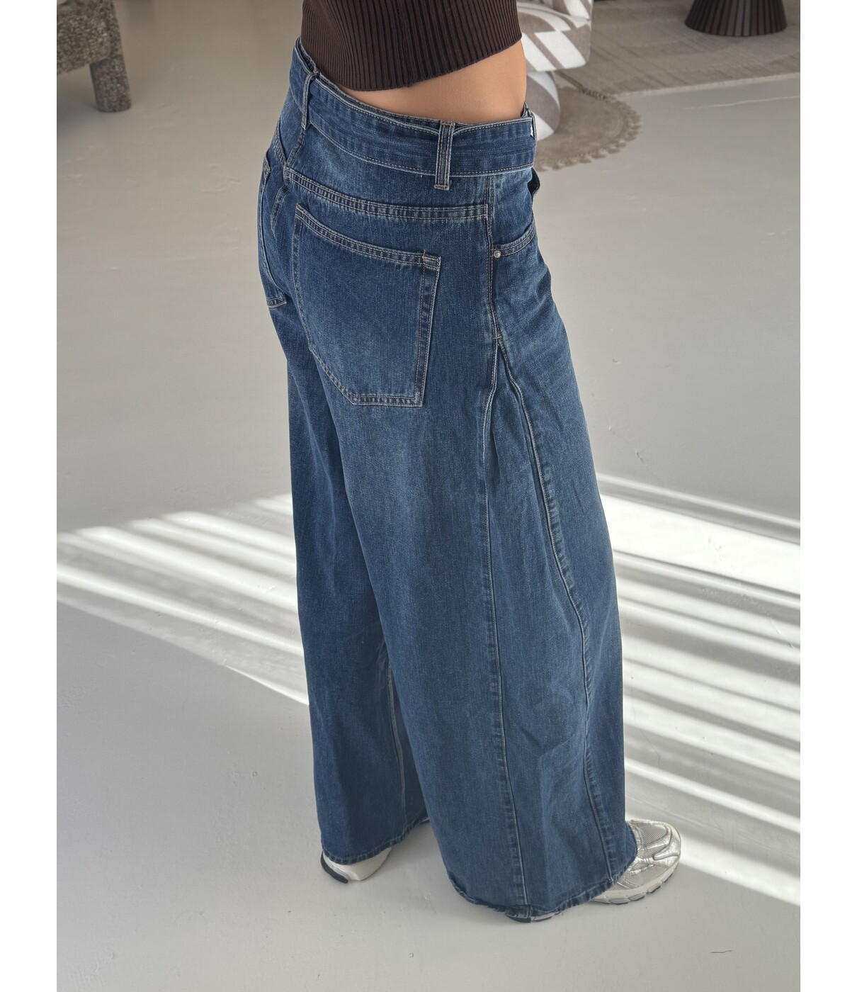 Jeans wide leg mid blue | Lola