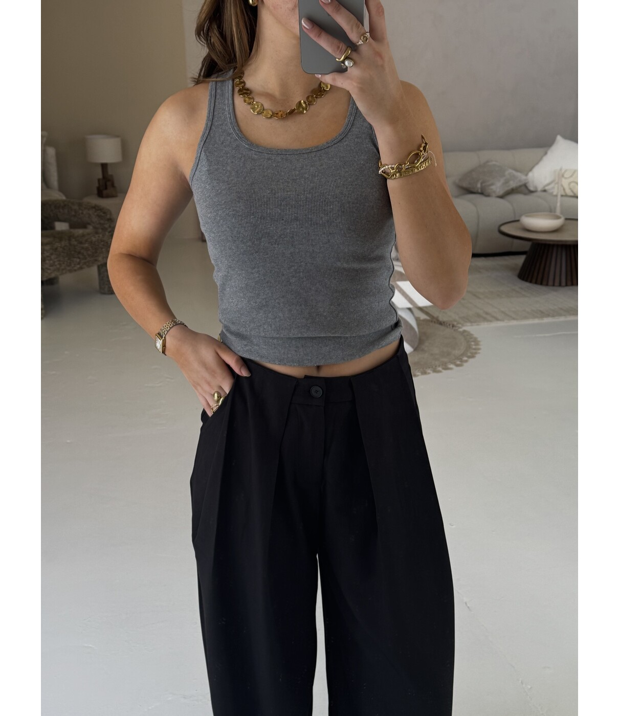 Tanktop grijs | Evelien