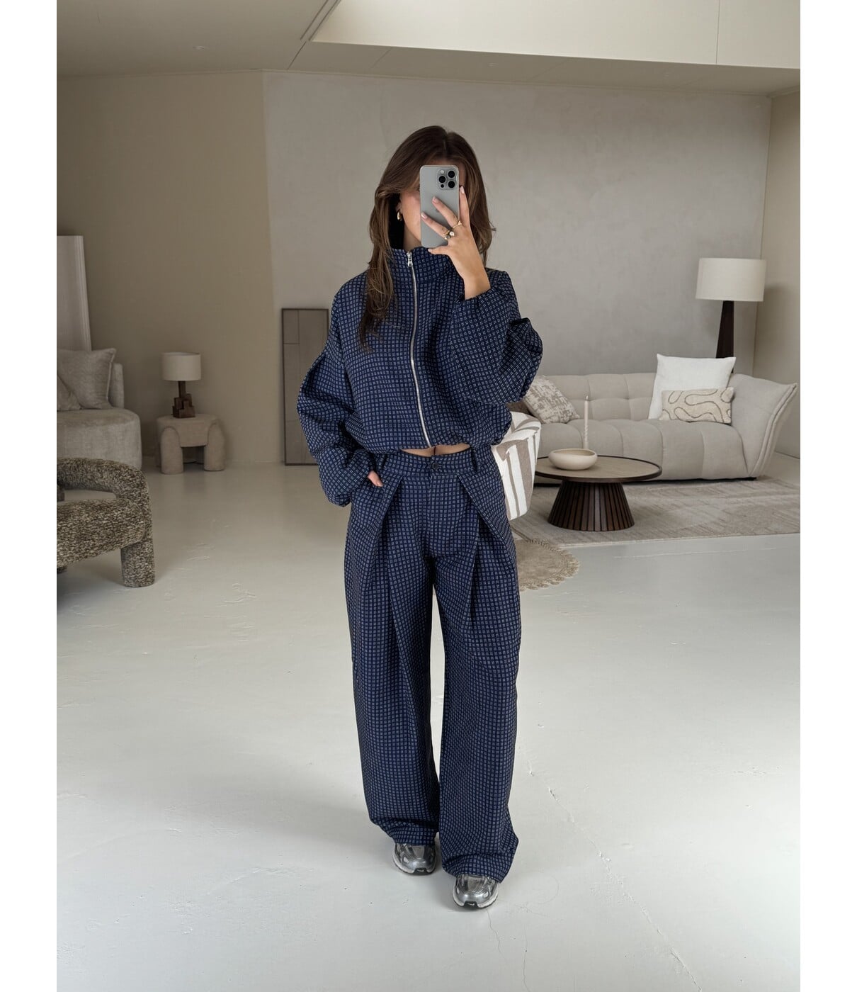 Pantalon geruit blauw | Lotte