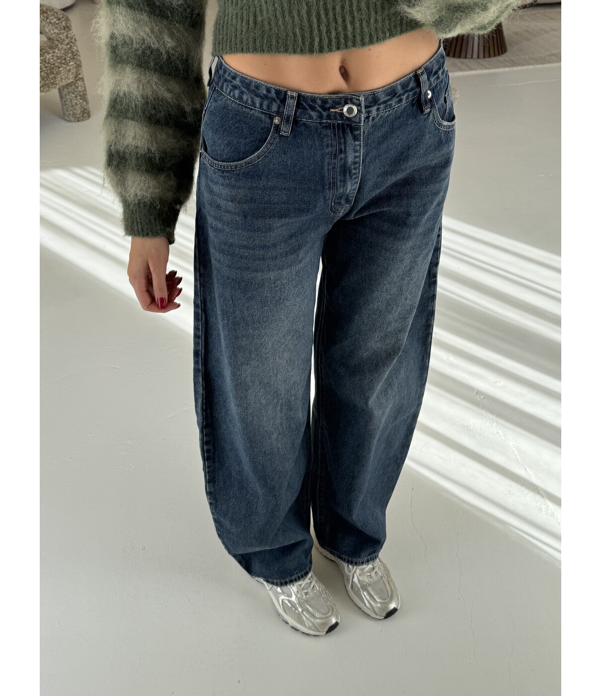Jeans balloon mid blue | Rinske