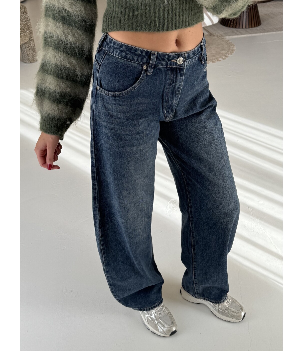 Jeans balloon mid blue | Rinske