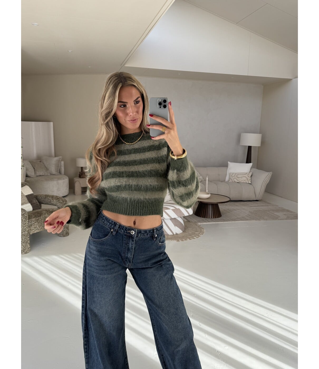 Trui gestreept groen | Polly