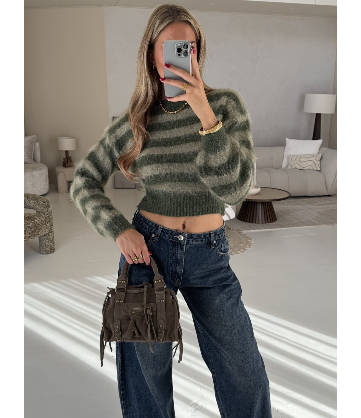 Trui gestreept groen | Polly