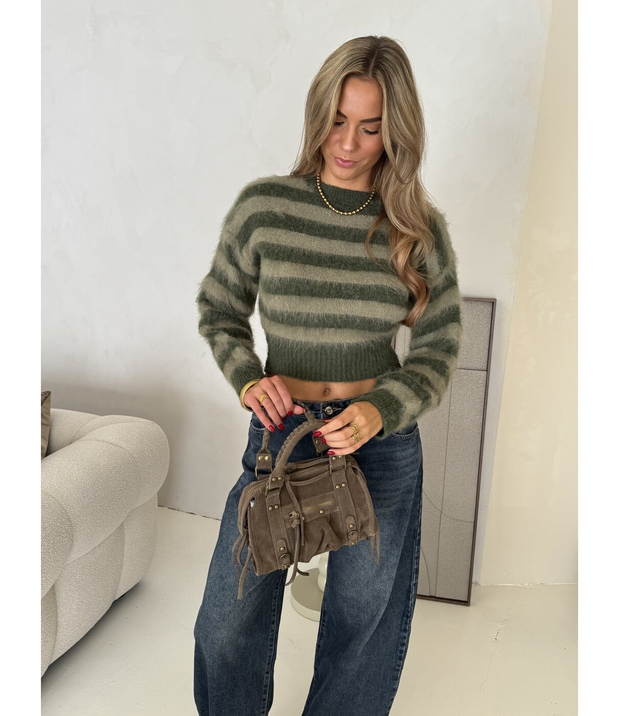 Trui gestreept groen | Polly