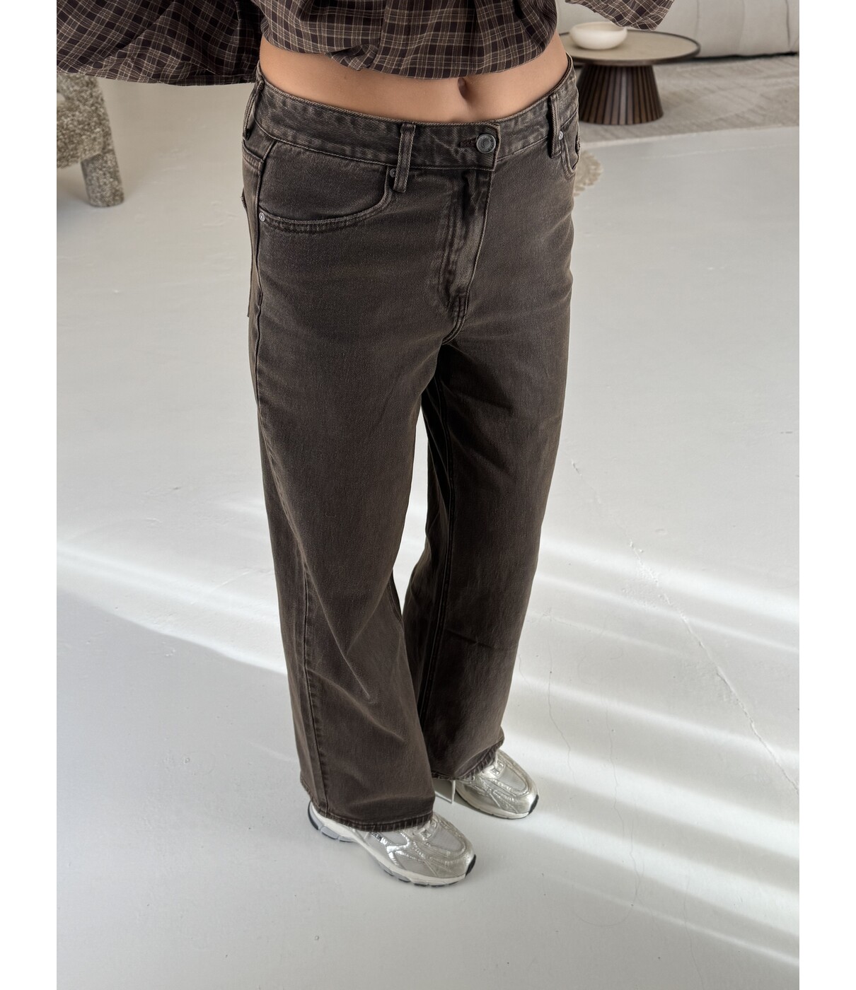 Jeans wide leg bruin | Femke