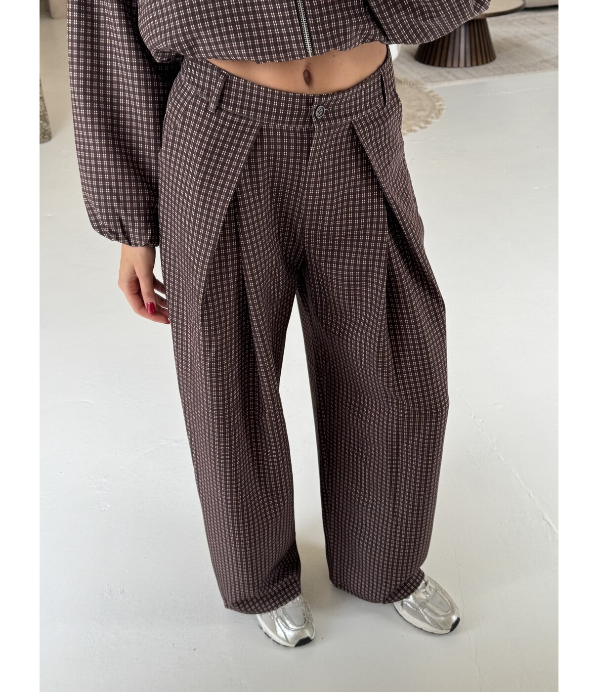 Pantalon geruit bruin | Lotte