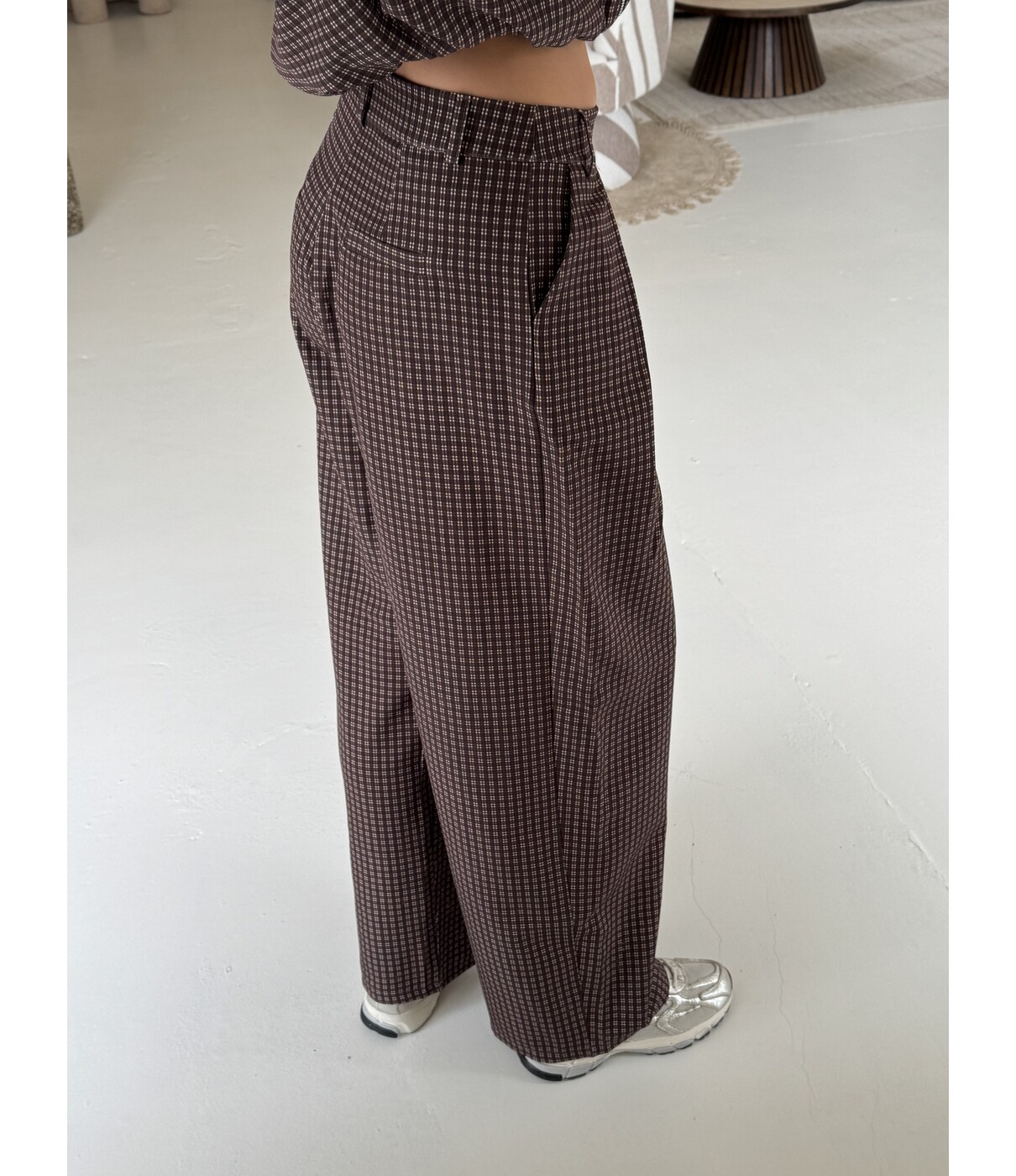 Pantalon geruit bruin | Lotte