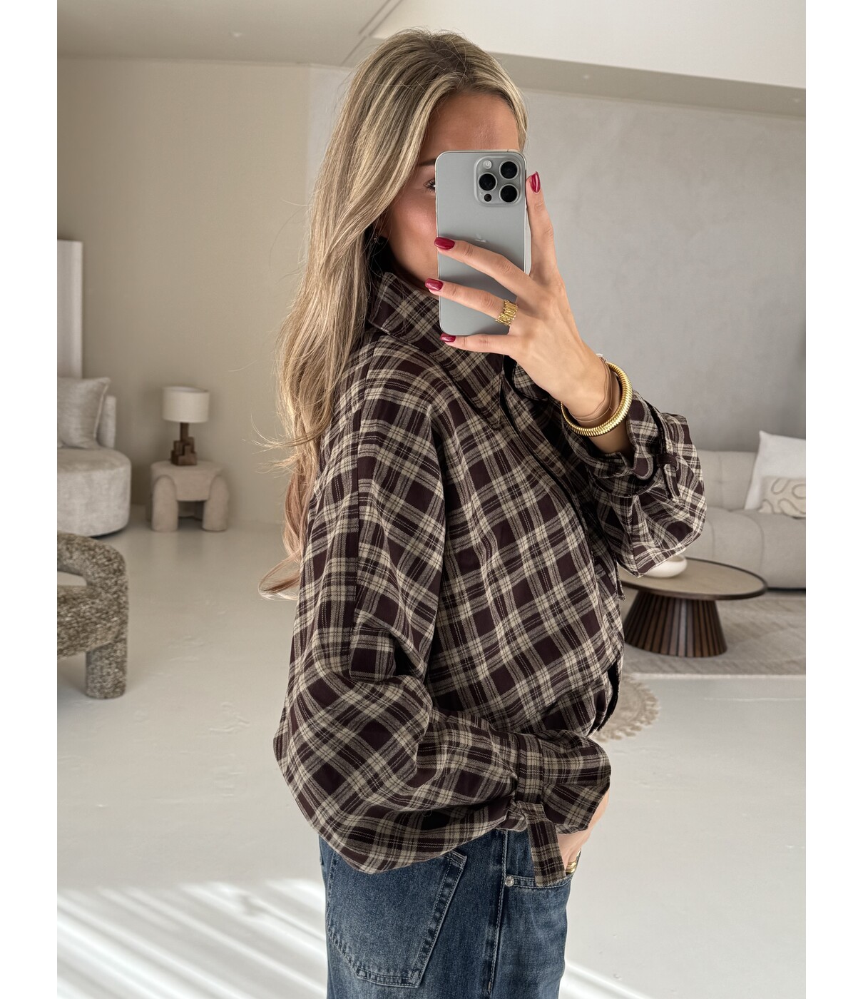 Jasje geruit bruin | Monica