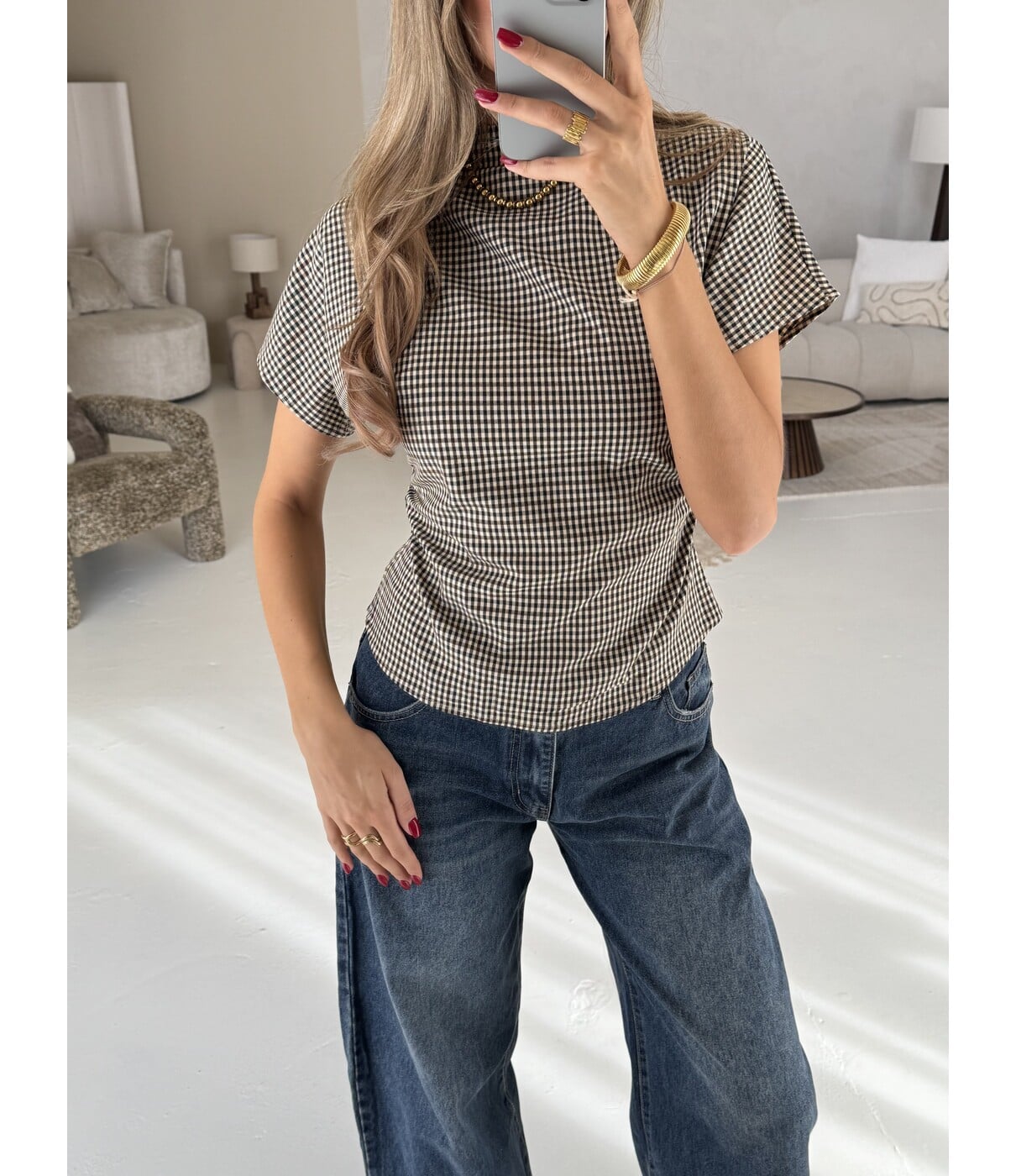 Top geruit bruin | Nina