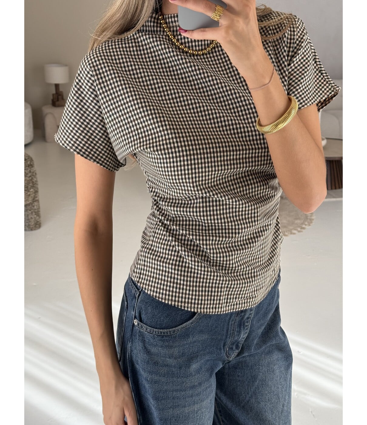 Top geruit bruin | Nina