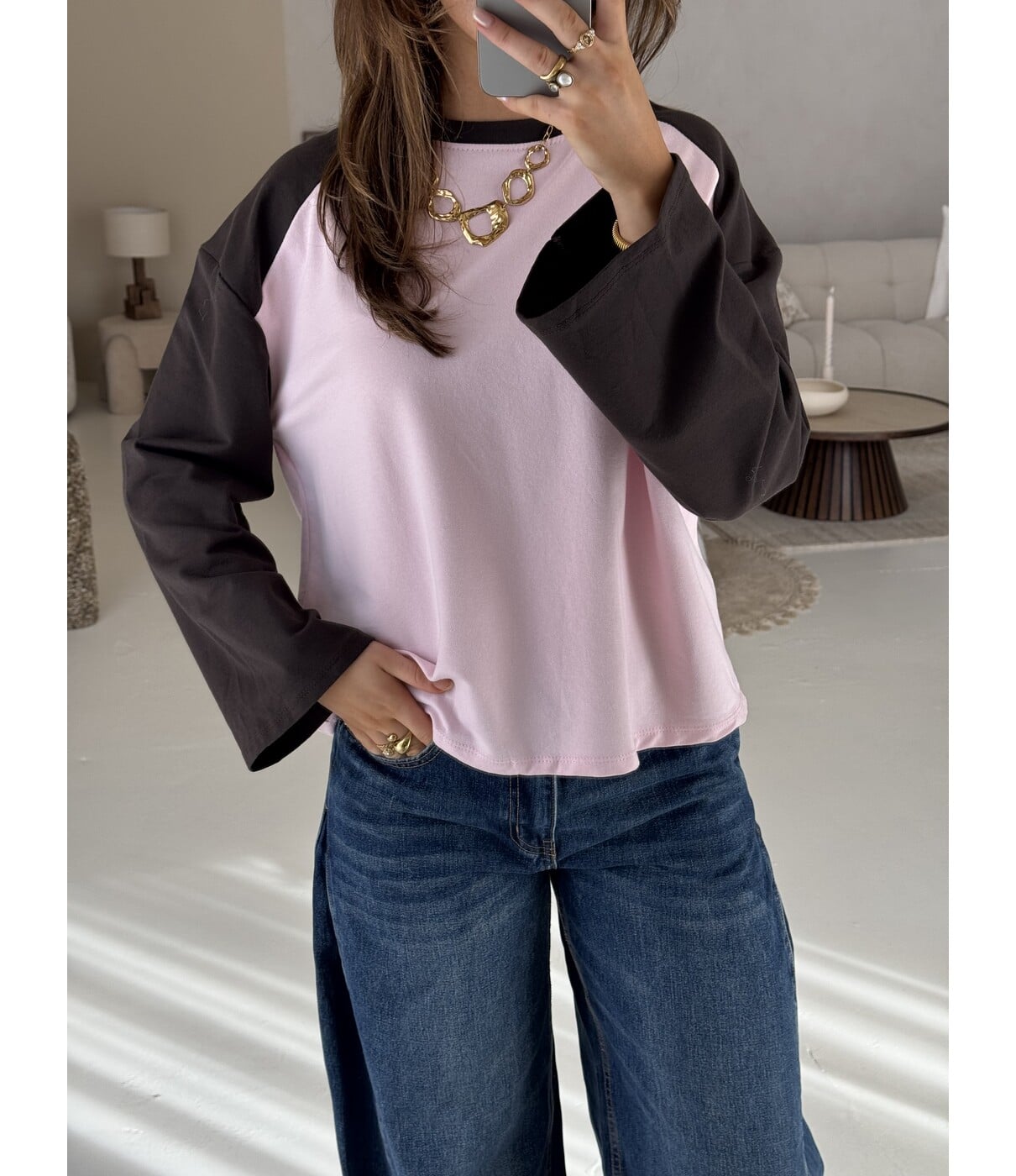 Longsleeve roze/bruin | Melissa