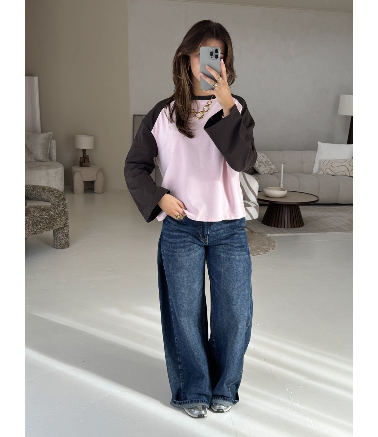 Longsleeve roze/bruin | Melissa