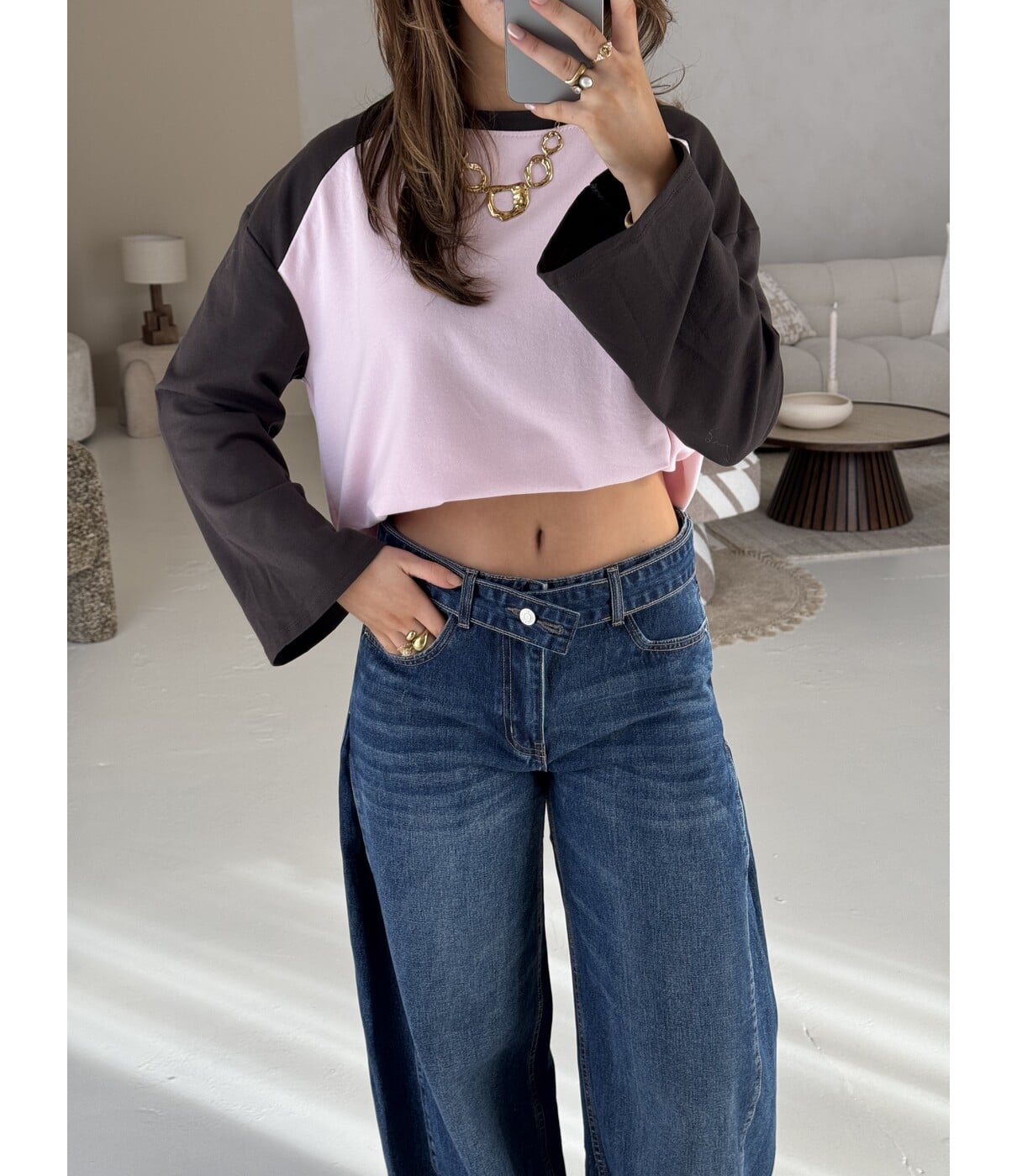 Longsleeve roze/bruin | Melissa