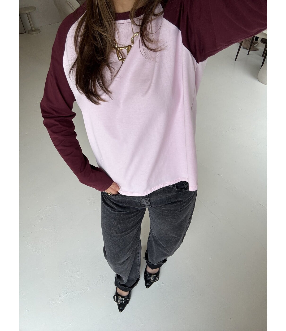 Longsleeve roze/bordeaux | Lizan