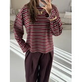 Longsleeve gestreept bordeaux/bruin | Lieke