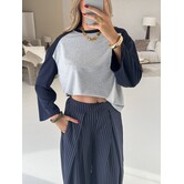 Longsleeve grijs/navy | Melissa one size