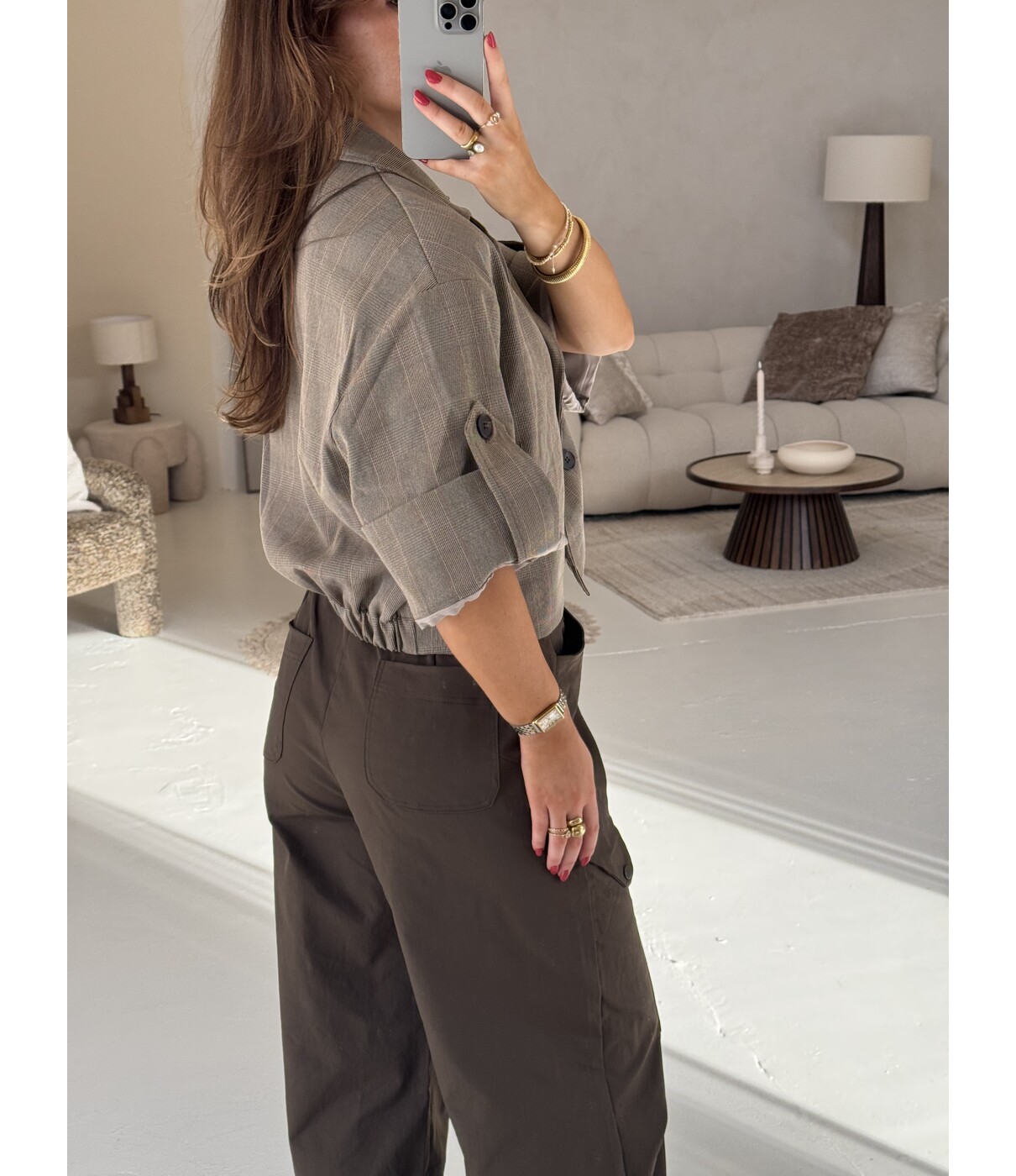 Jasje geruit camel | Olivia