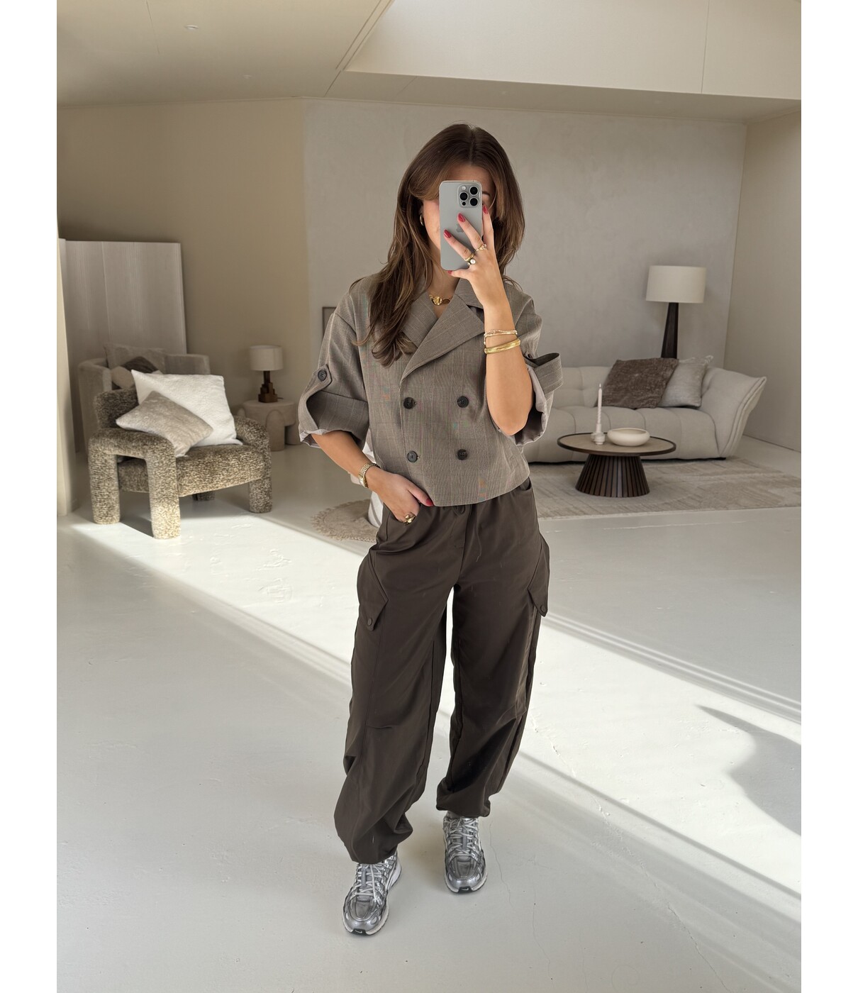 Jasje geruit camel | Olivia