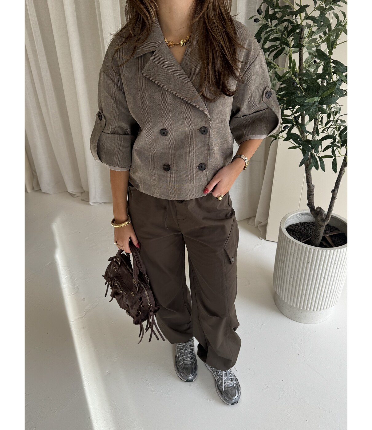 Jasje geruit camel | Olivia