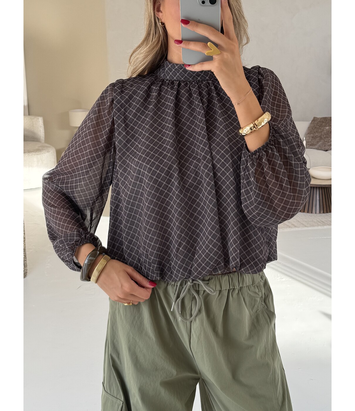 Blouse geruit bruin | Maxime