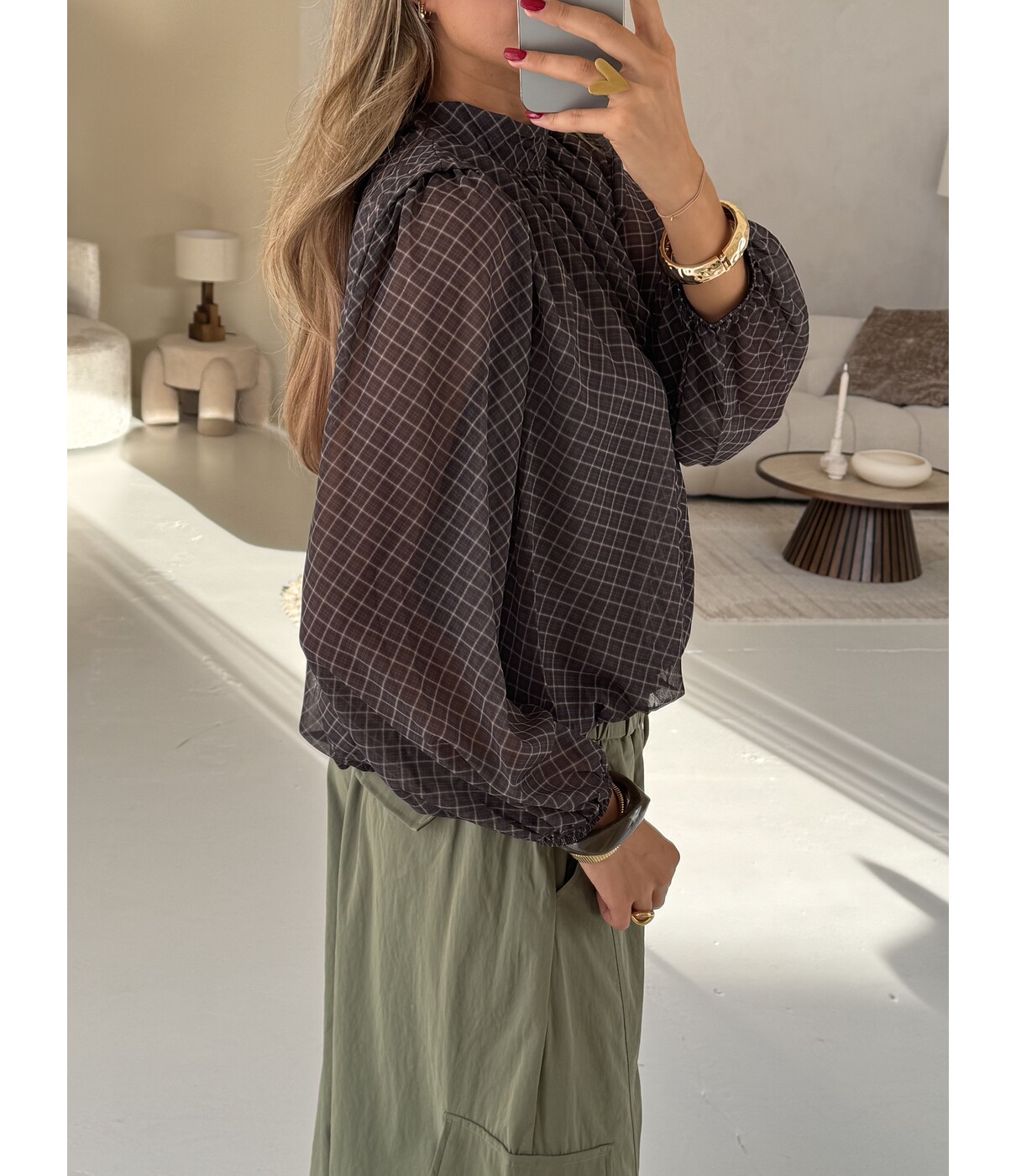 Blouse geruit bruin | Maxime