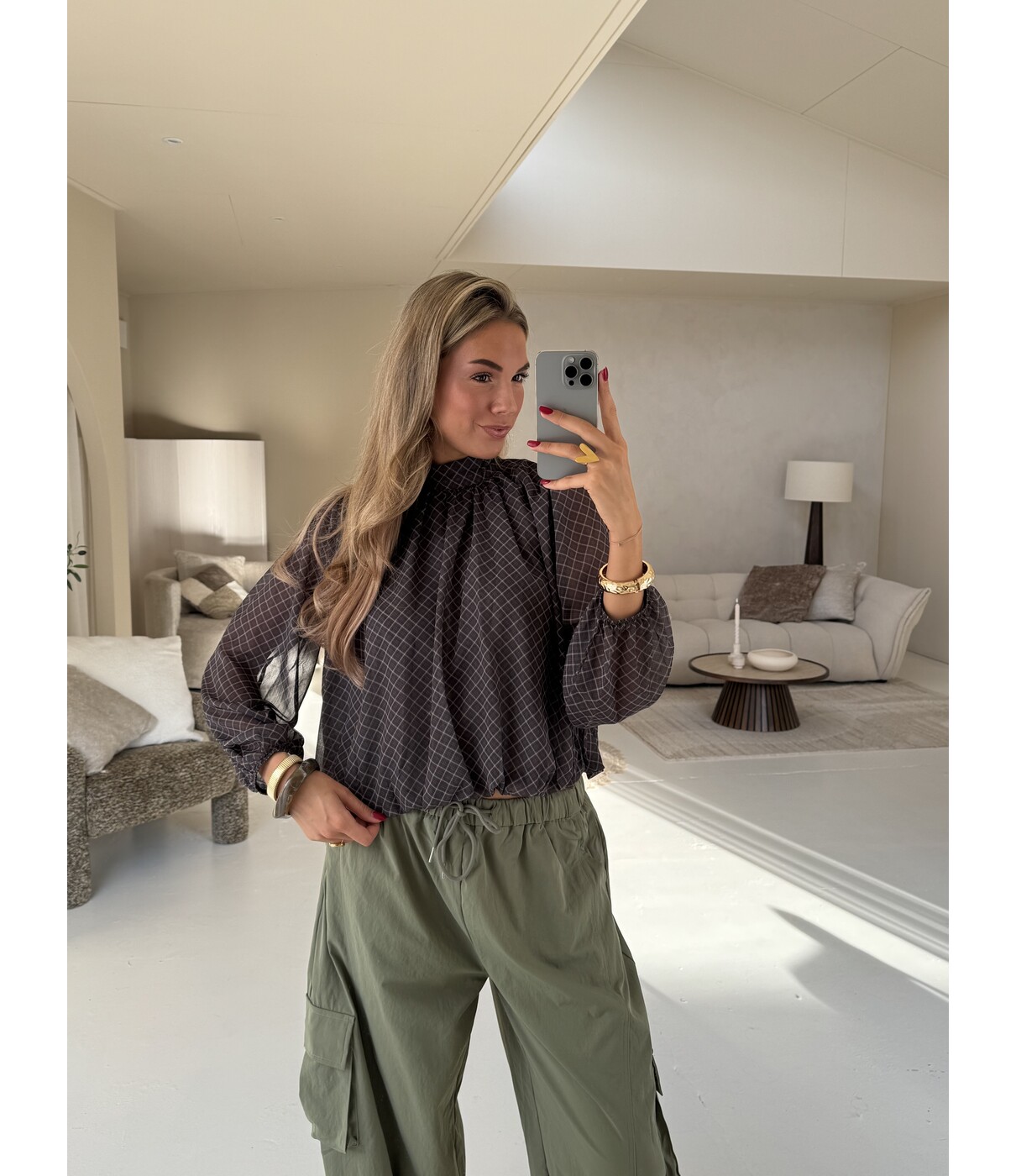 Blouse geruit bruin | Maxime