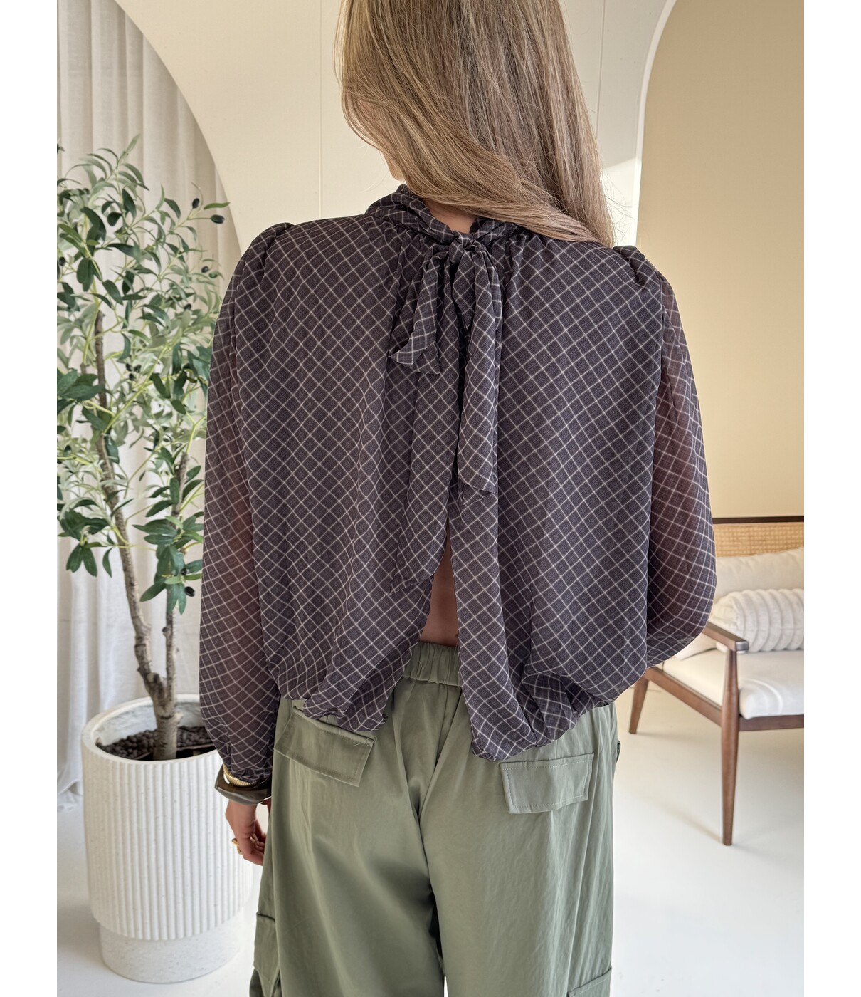Blouse geruit bruin | Maxime