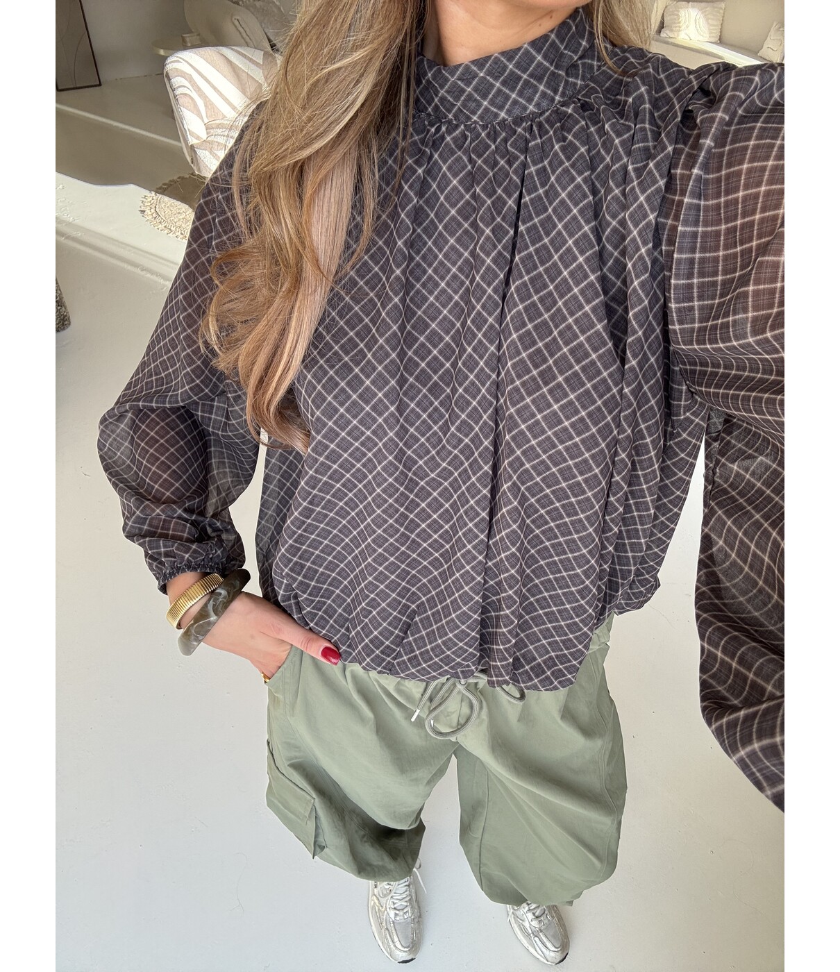 Blouse geruit bruin | Maxime