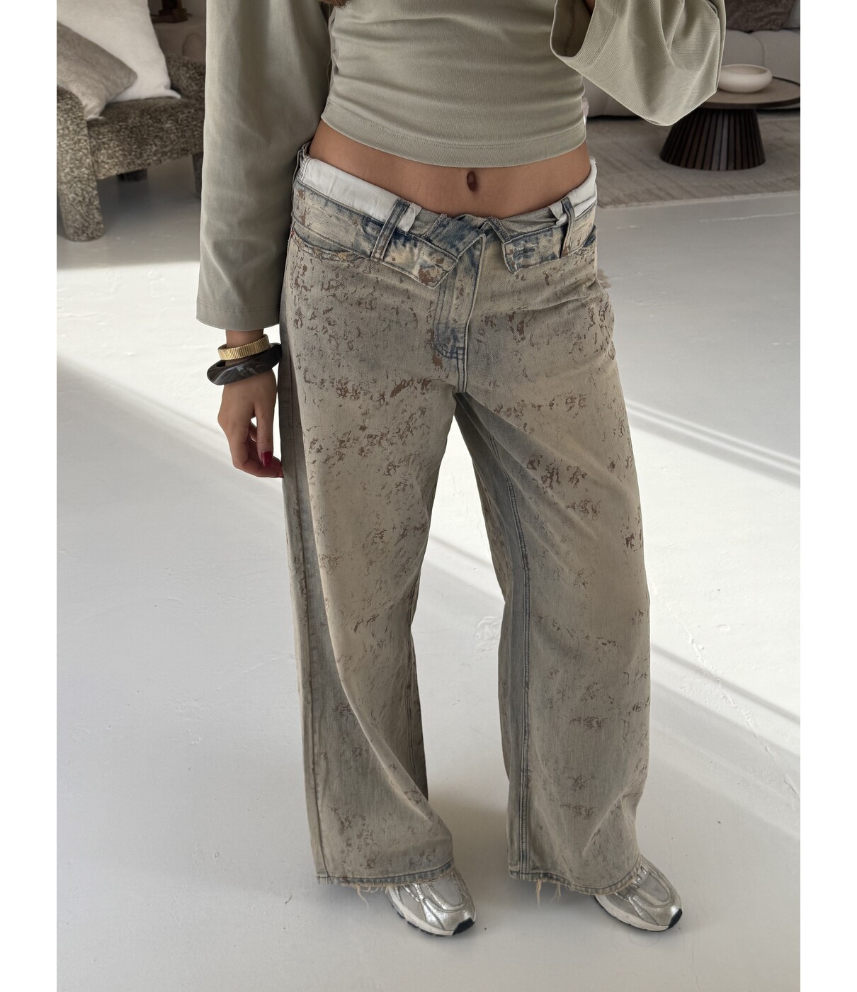 Jeans wide leg dirty wash | Daisy