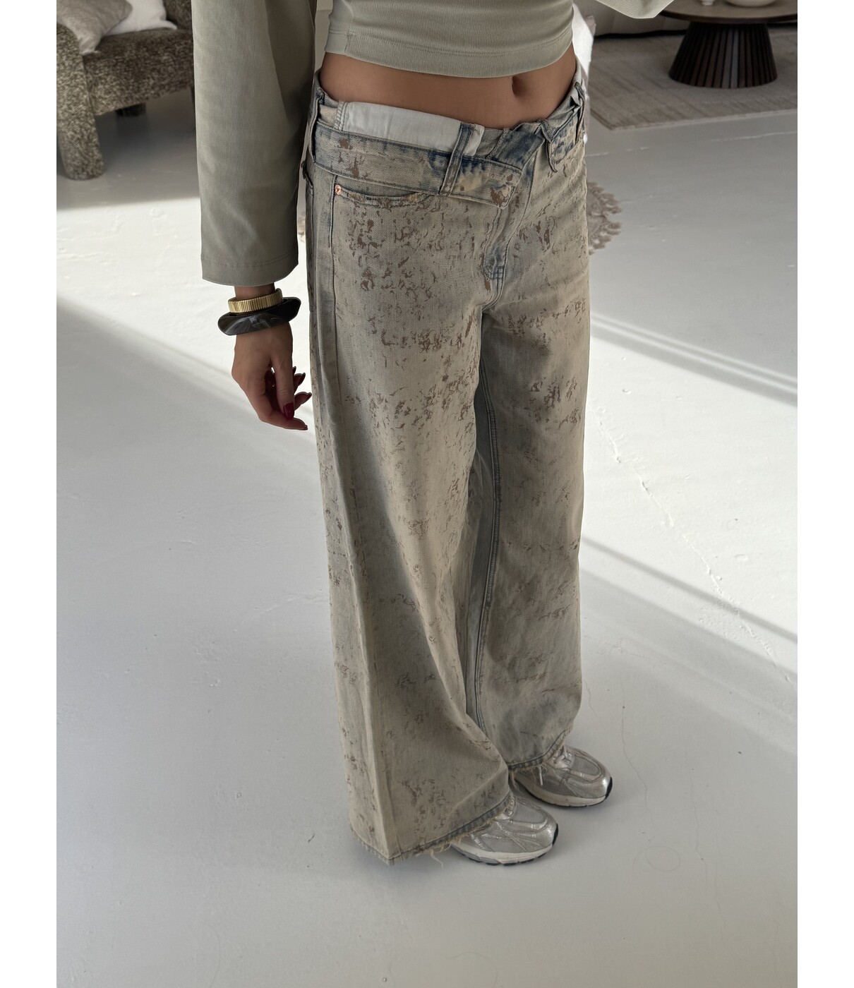 Jeans wide leg dirty wash | Daisy