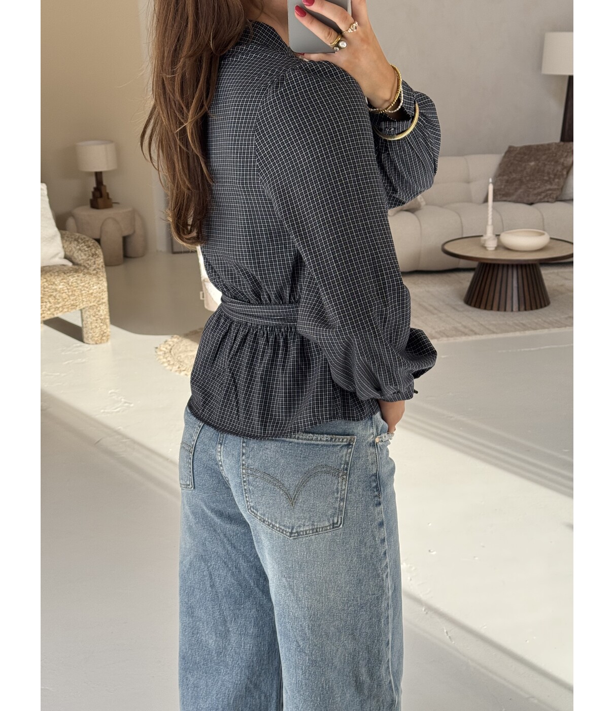 Blouse geruit blauw | Suze