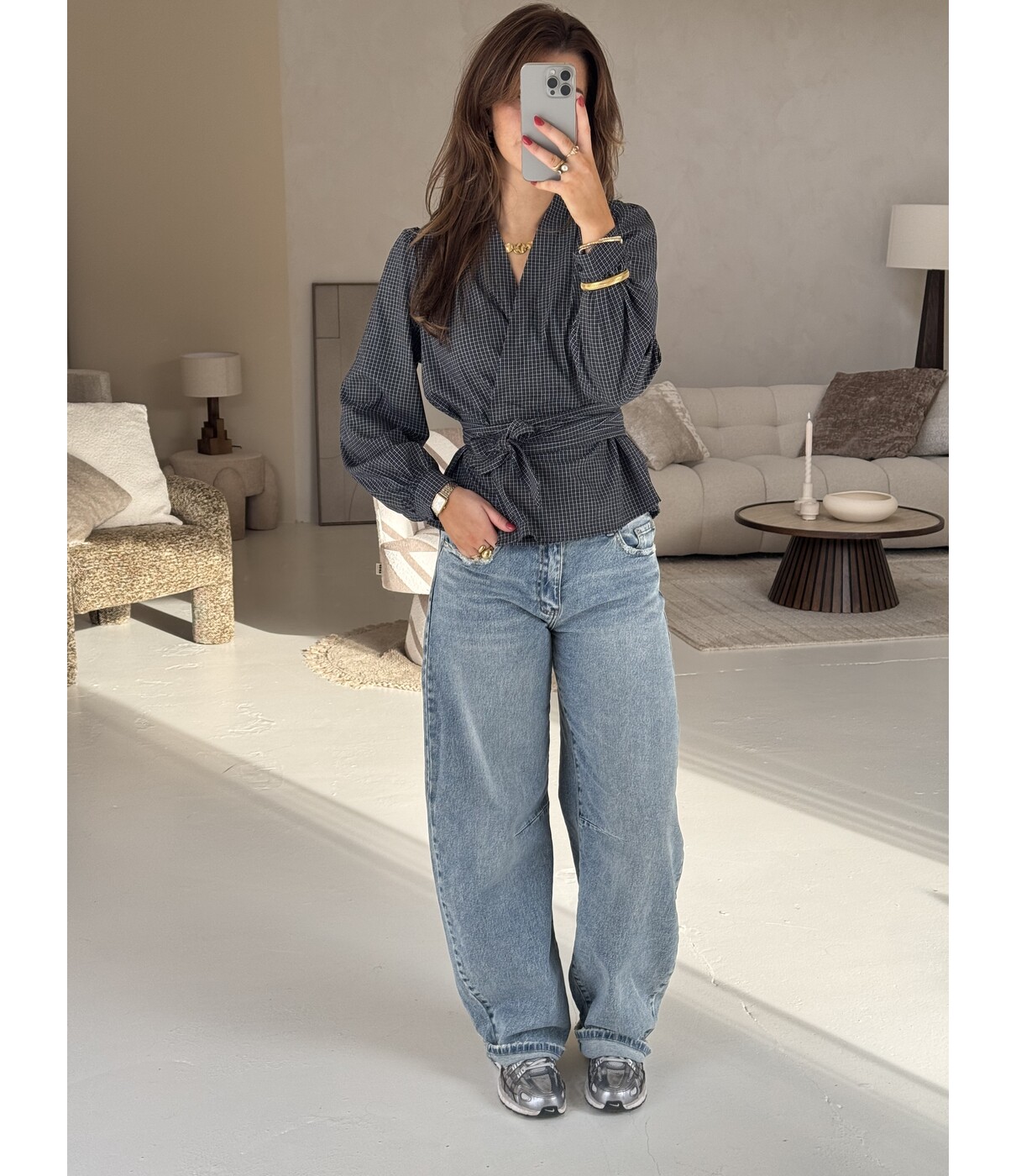 Blouse geruit blauw | Suze
