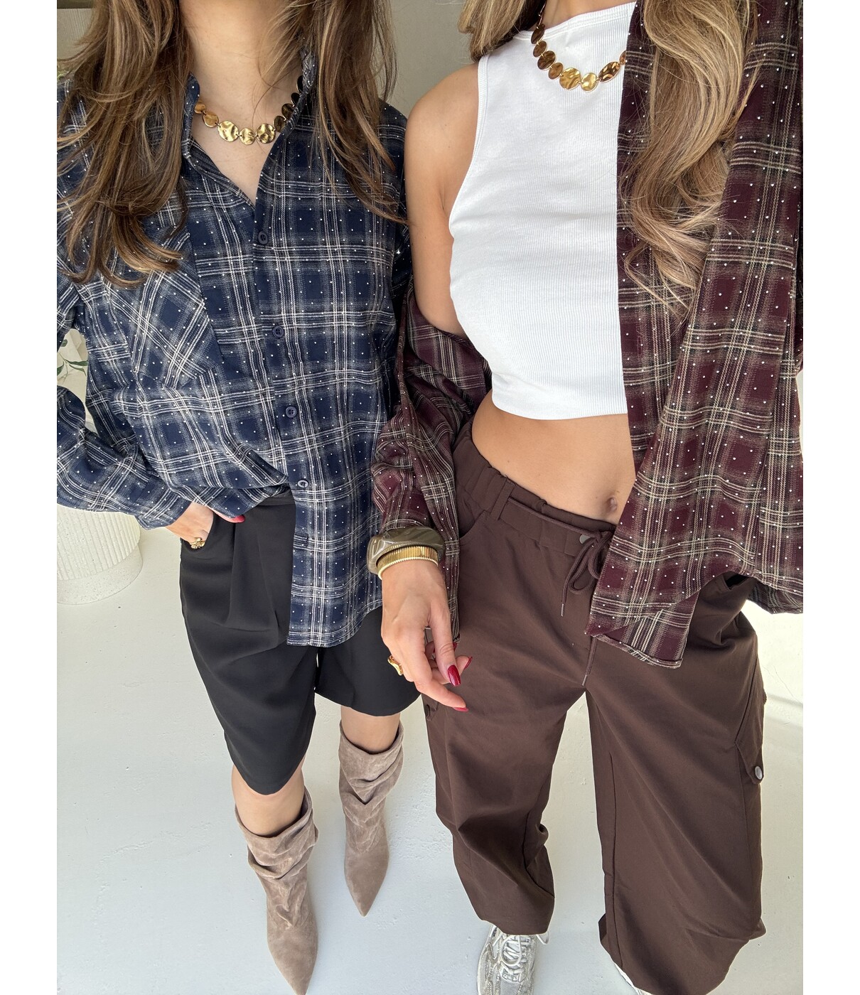 Blouse geruit bordeaux glitters | Clara
