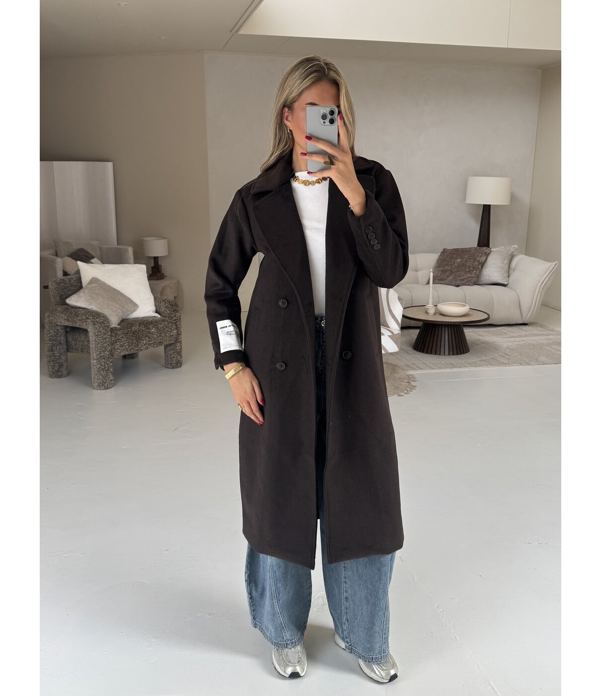 Colourful Rebel Colourful Rebel Zania wool long coat | bruin