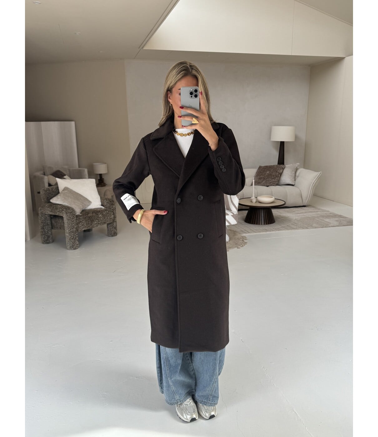 Colourful Rebel Colourful Rebel Zania wool long coat | bruin