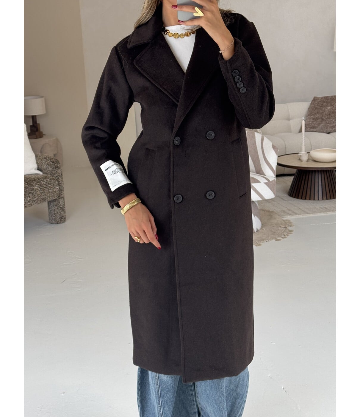 Colourful Rebel Colourful Rebel Zania wool long coat | bruin