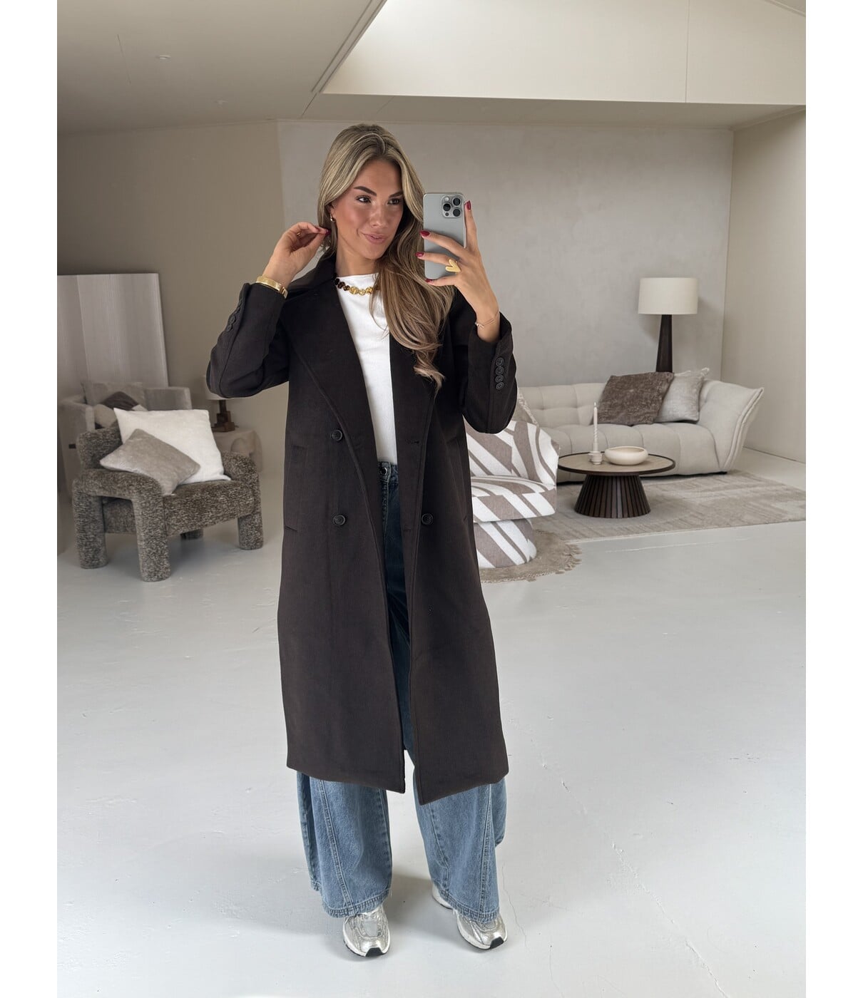 Colourful Rebel Colourful Rebel Zania wool long coat | bruin