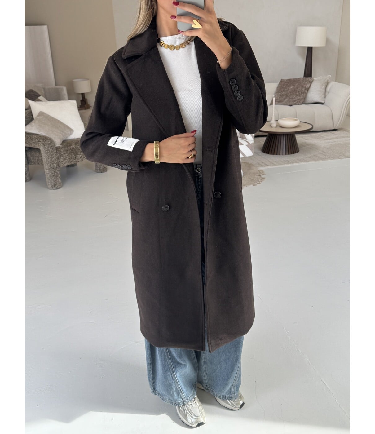 Colourful Rebel Colourful Rebel Zania wool long coat | bruin