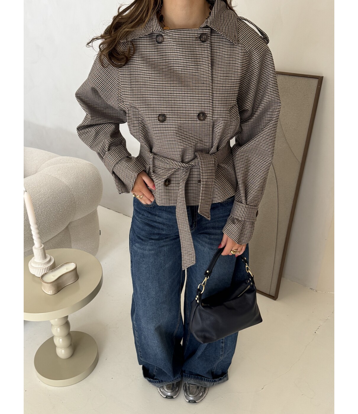 Jas geruit taupe | Pippa