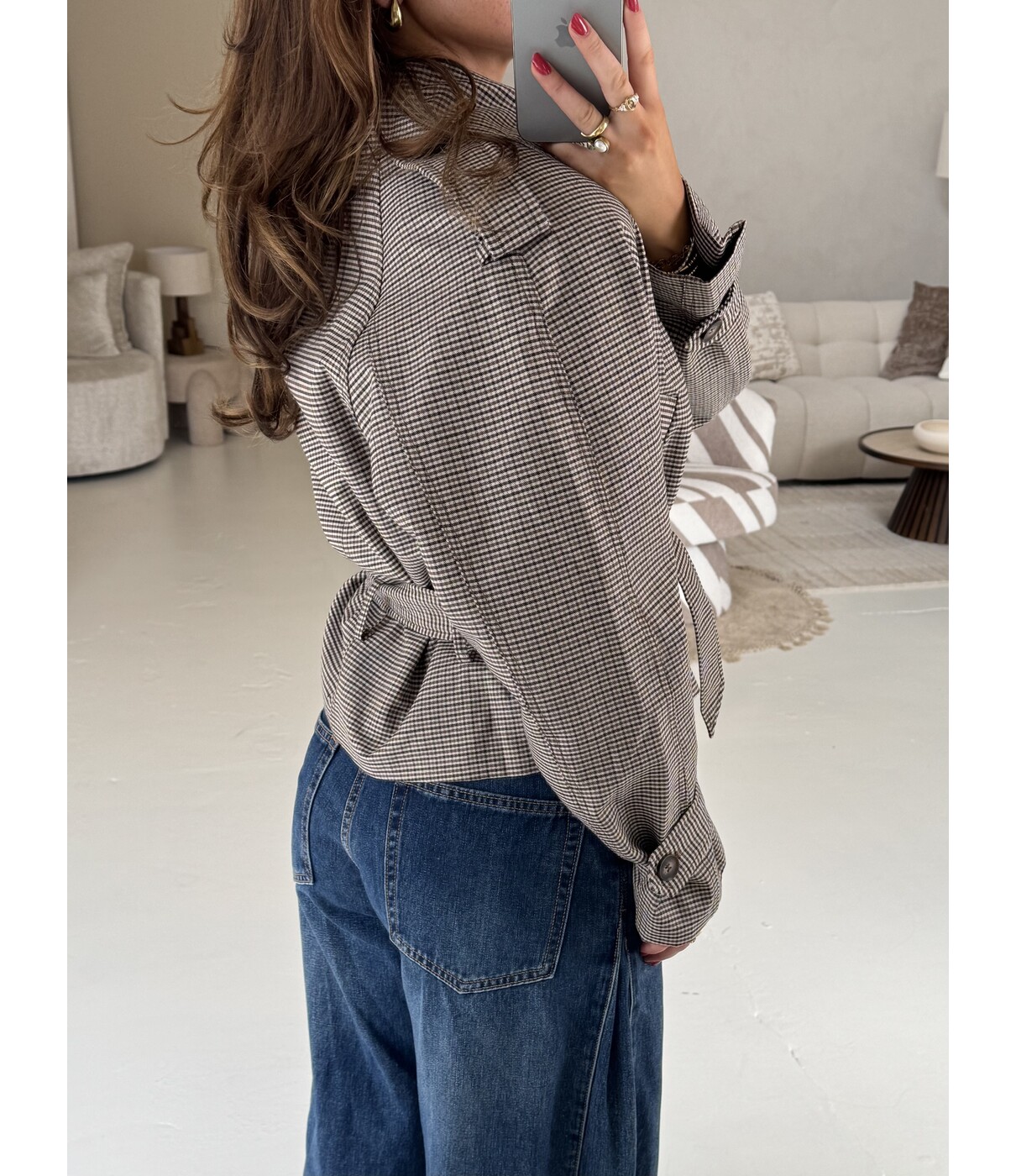 Jas geruit taupe | Pippa