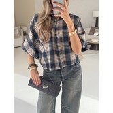 Blouse geruit blauw | Mira