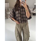 Blouse geruit bruin | Mira