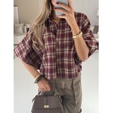 Blouse geruit bordeaux | Mira