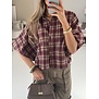 Blouse geruit bordeaux | Mira
