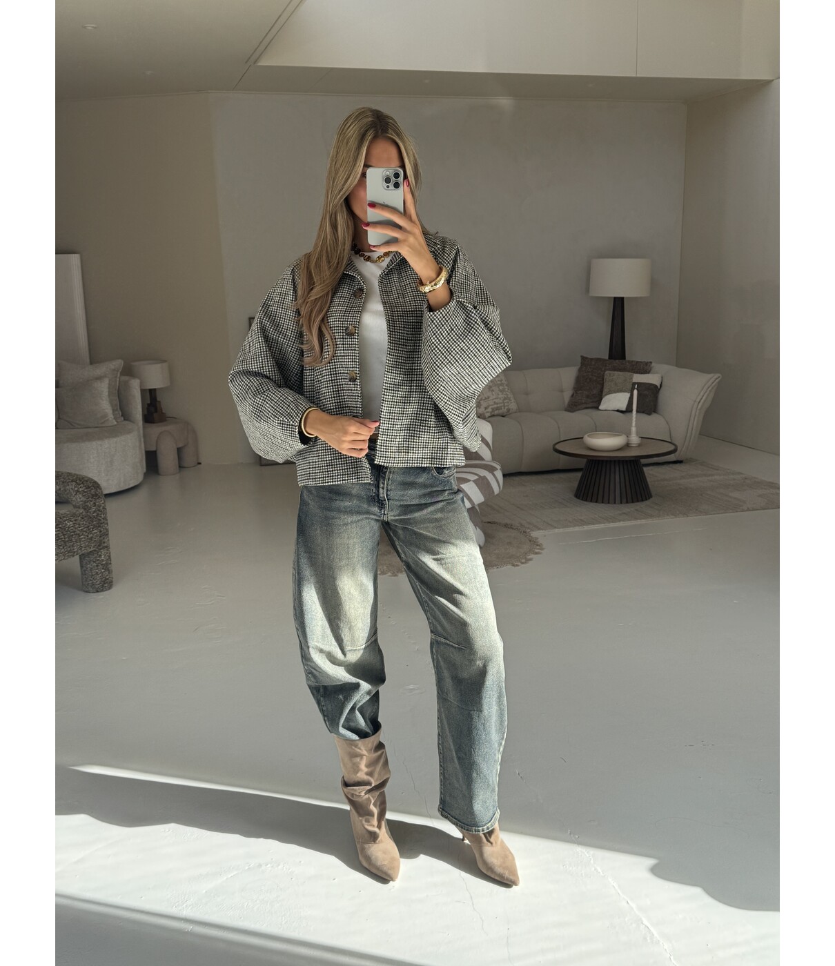Jasje geruit kaki | Julie one size