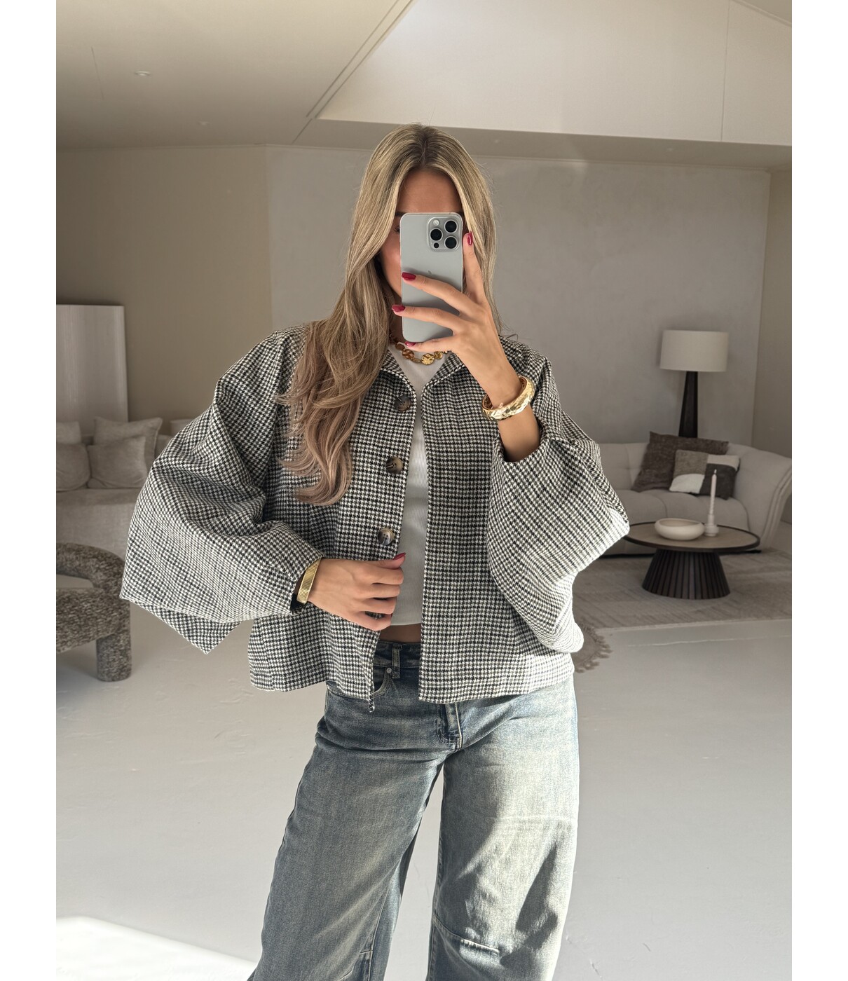 Jasje geruit kaki | Julie one size