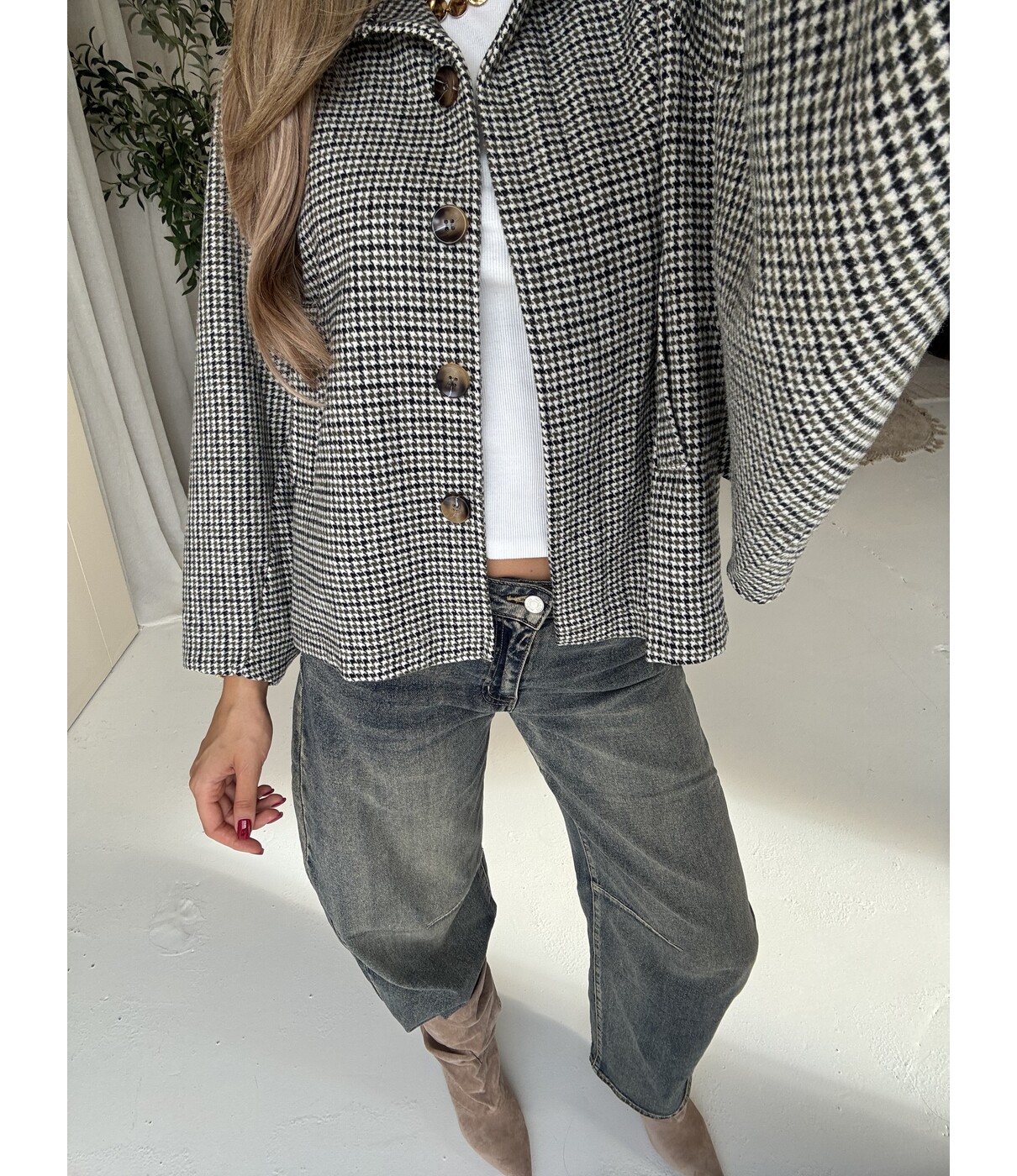 Jasje geruit kaki | Julie one size