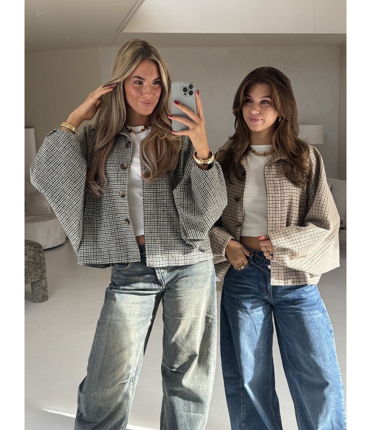 Jasje geruit kaki | Julie one size