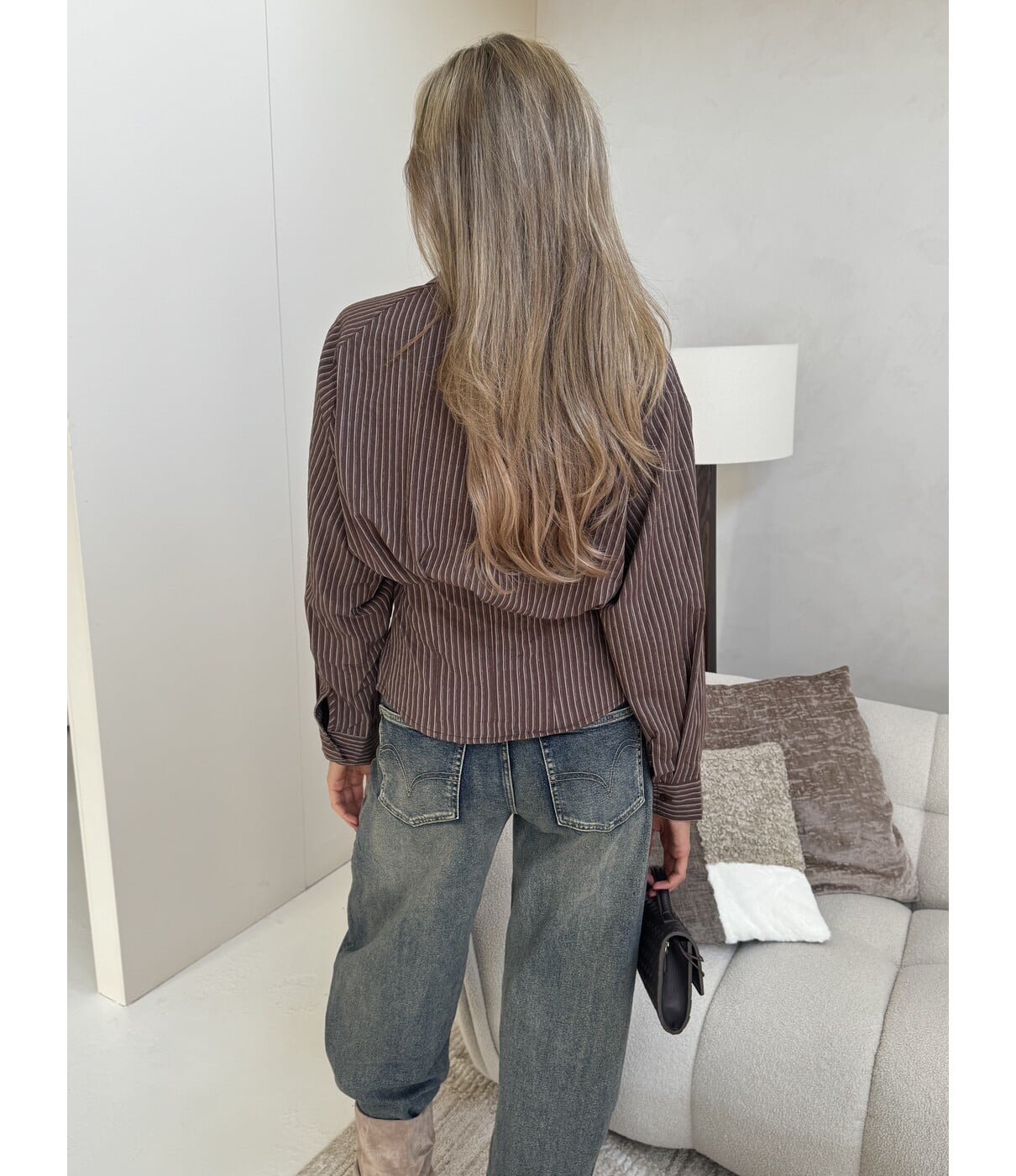 Blouse gestreept bruin | Celine