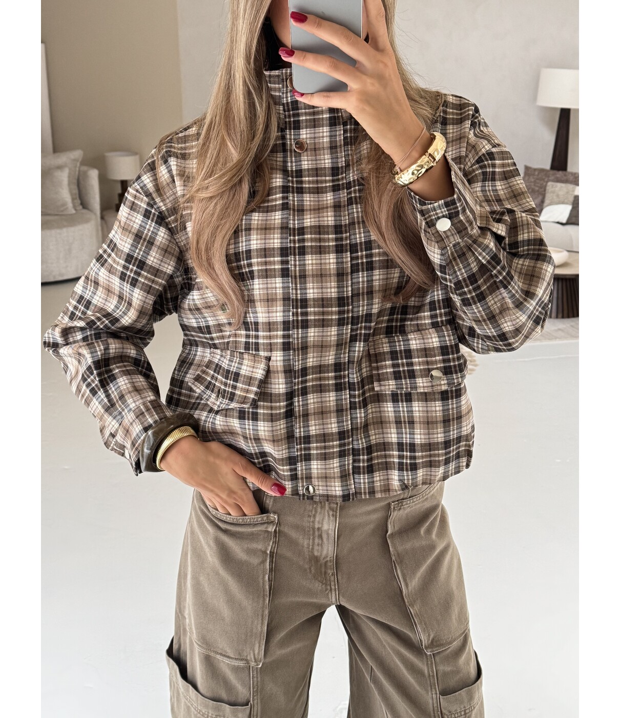 Jasje geruit bruin | Sienna
